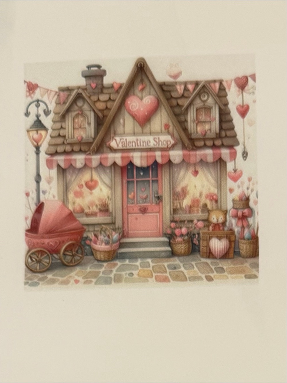 Valentine’s Shop Stamped Cross Stitch Kit Pink Hearts Baby Cottage Fairycore NEW